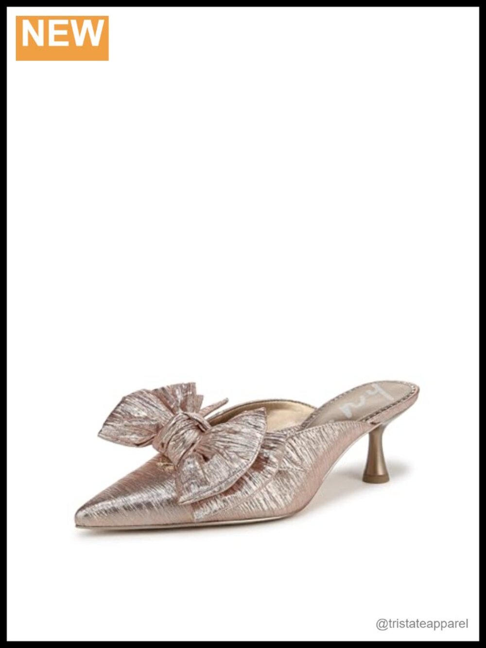 Pleated Kitten Heel Pointed Toe Pump with Butterfly Bow